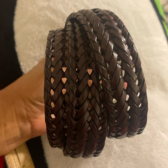 Fossil dark brown woven leather belt, size 38, men's - Picture 5 of 9